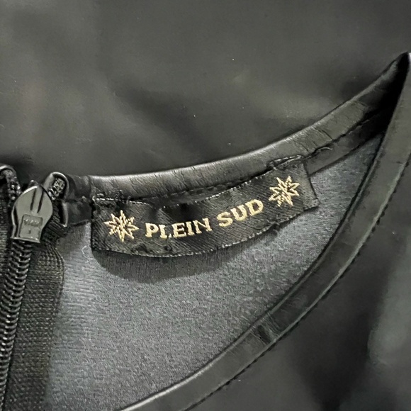 Plein Sud Vintage Genuine Leather Sleeveless Crew Neck Tank Top Solid Black M - Picture 2 of 3